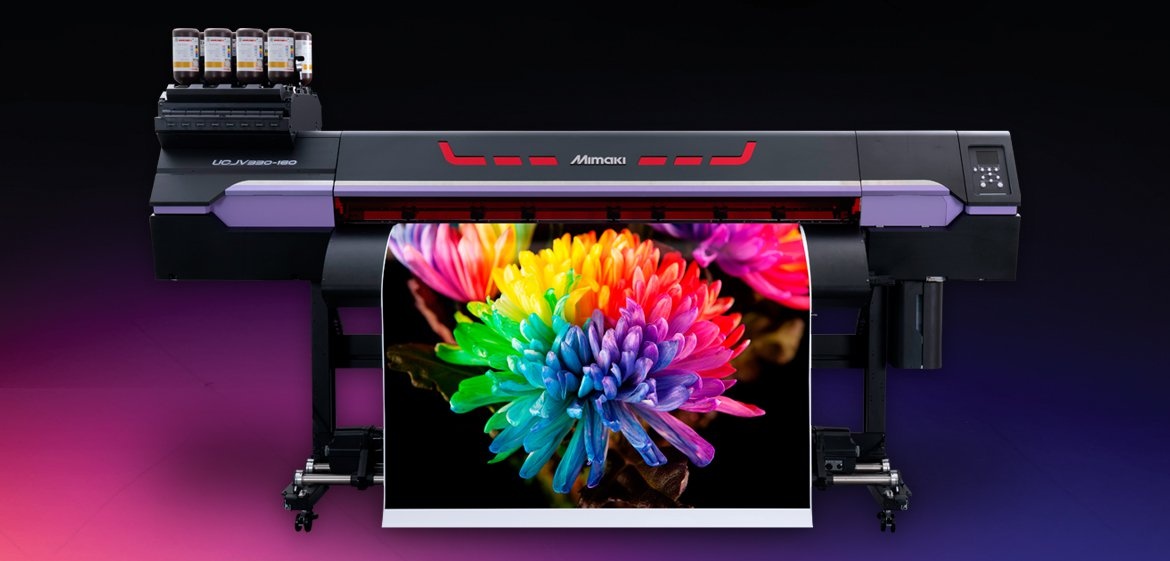 Mimaki UCJV330-160 UV-LED Print & Cut Plotter inkl. Standfuß, Medienzuführung, Netzkabel, Bedienerhandbuch und Rasterlink Software